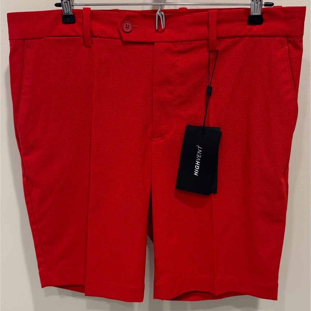NWT - J. Lindeberg High Vent Golf Shorts - Men's Size 32 - Red  - NEW